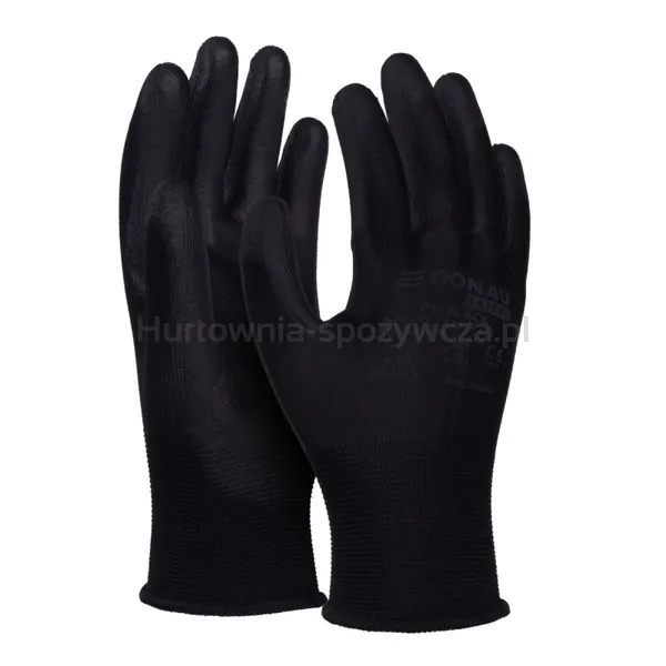 Rękawice DONAU SAFETY PU Black, kat. II, rozm. 10, czarne