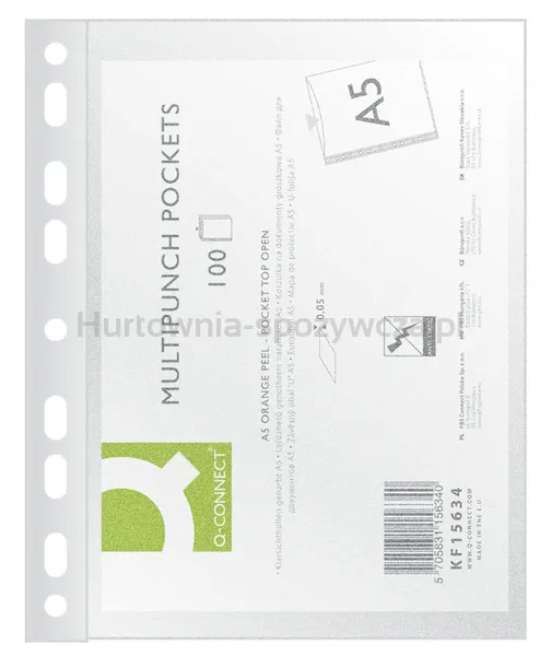 Q-Connect Koszulki na dokumenty PP, A5, groszkowe, 50mikr., 100szt. 