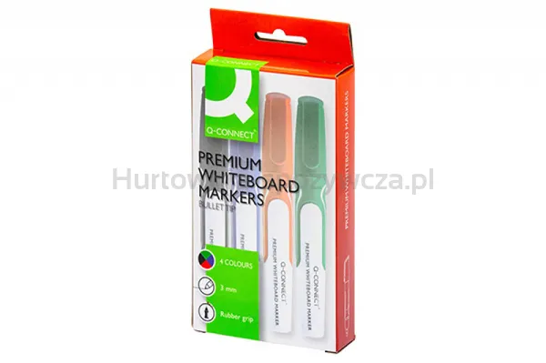 Marker Do Tablic Q-Connect Premium, Gum. Rękojeść, Okrągły, 2-3Mm (Linia), 4Szt., Mix Kolorów / Kf26113