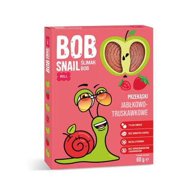 Bob Snail  Przekąska Roll Jabłko - Truskawka Bez Dodatku Cukru Bezglutenowa 60 G - Bob Snail [BIO]