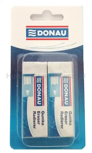 Gumka uniwersalna DONAU, 62x21x11mm, blister - 2szt., biała