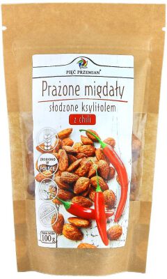 Migdały Prażone Z Chili Słodzone Ksylitolem Bezglutenowe 100 G - Pięć Przemian [BIO]