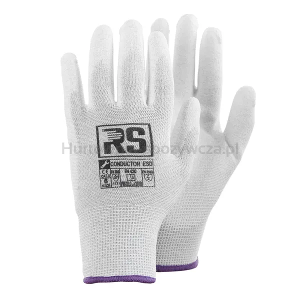 Rękawice ESD RS CONDUCTOR, dziane, rozm.10, szare