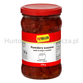Topseller Pomidory Suszone paski w oleju z ziołami 270g/150g