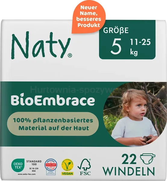Ekologiczne pieluchy jednorazowe, rozmiar 5, 11-25 kg, 22 szt