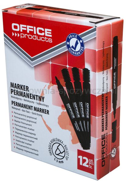 Office Products Marker permanentny okrągły, 1-3mm (linia), czarny  - 3