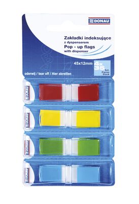 Donau Zakładki indeksujące PP, 12x45mm, 4x35 kart., mix kolorów [BIURO]