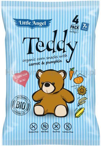 Chrupki kukurydziane TEDDY marchew i dynia od 7 miesiąca BEZGL. BIO 4x15 g