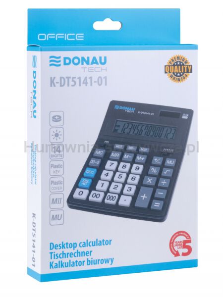 Donau Kalkulator biurowy TECH OFFICE, 14-cyfr. wyświetlacz, wym. 201x155x35mm, czarny  - 4