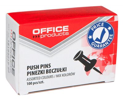 Pinezki beczułki Office Products, 100szt., mix kolorów [BIURO]