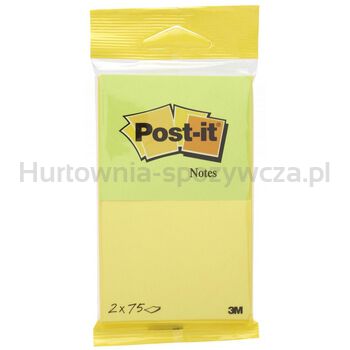 Karteczki samoprzylepne Post-it®, neonowe żółte i zielone, 76x63,5mm