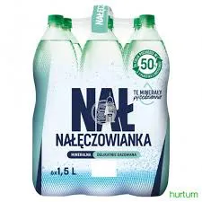 Woda mineralna NAŁĘCZOWIANKA, delikatny gaz, 1,5l x 6 sztuk