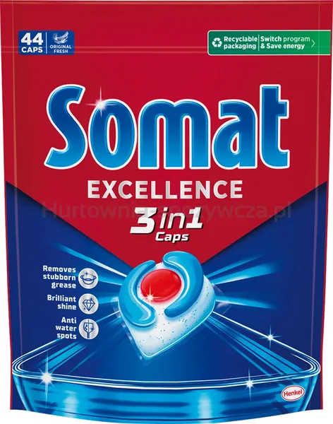 Kapsułki do zmywarki SOMAT Excellence 3w1, 44 szt., lemon