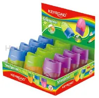 Temperówka KEYROAD Wave, plastikowa, podwójna, z pojemnikiem, pakowane na displayu, mix kolorów - 2