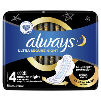 Always Podpaski Ze Skrzydełkami Ultra Secure Night Rozmiar 4 6 Szt.