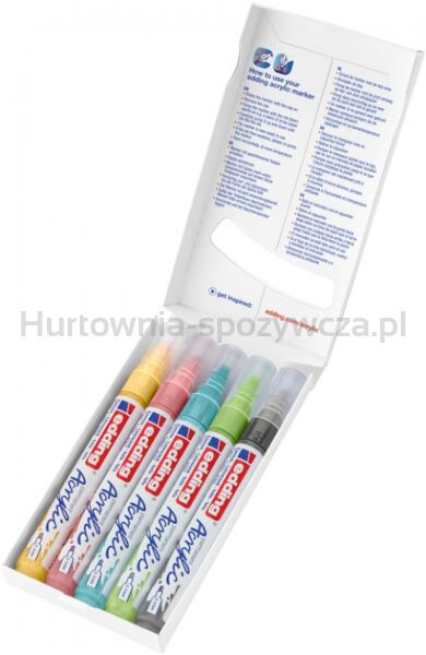 Edding Marker akrylowy średni e-5100 2-3mm, 5 szt., mix kolorów pastel  - 4