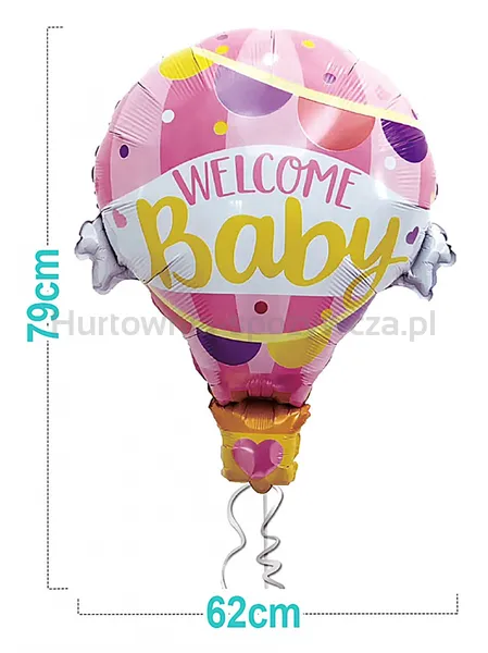 Balon PARTY GO Welcome Baby, 79cm, 1 szt., różowy