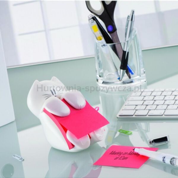 Post-It Podajnik do karteczek samoprzylepnych Kotek (CAT-330), biały, w zestawie 1 bloczek Super Sticky Z-Notes  - 4