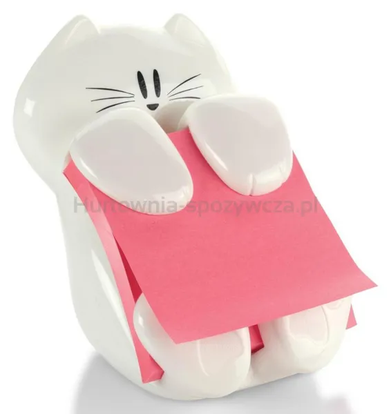 Post-It Podajnik do karteczek samoprzylepnych Kotek (CAT-330), biały, w zestawie 1 bloczek Super Sticky Z-Notes 