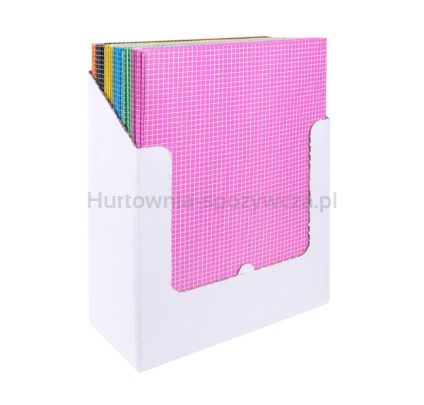 Donau Teczka z gumką karton, A4, 400gsm, 3-skrz., mix kolorów w kratę  - 2