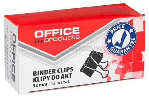 Office Products Klipy do dokumentów 32mm, 12szt., czarne [BIURO]