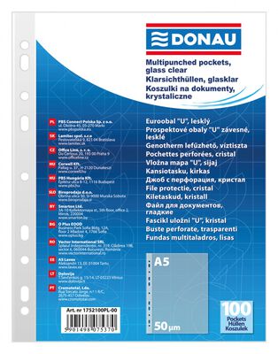 Donau Koszulki na dokumentyPP, A5, krystal, 50mikr., 100szt. [BIURO]