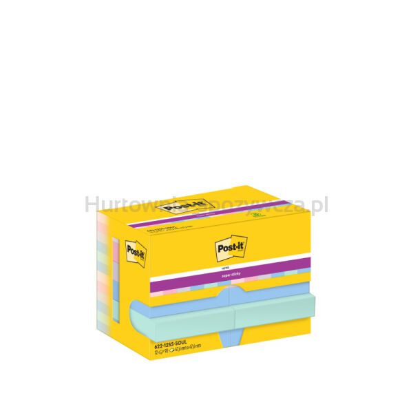 Karteczki POST-IT Super Sticky, 47,6X47,6mm, 12x90 kart., Soulful - 2