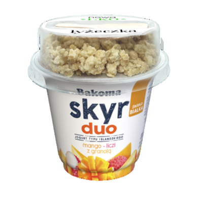 Bakoma Jogurt Skyr duo typu islandzkiego mango-liczi z granolą 215g