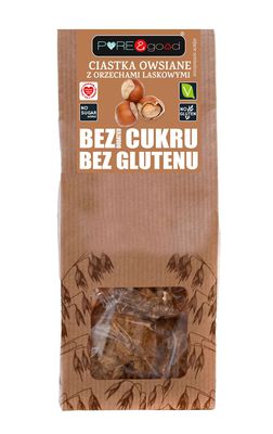 Ciastka Owsiane Z Orzechami Laskowymi Bez Dodatku Cukru Bezglutenowe 150 G - Pure&Good [BIO]