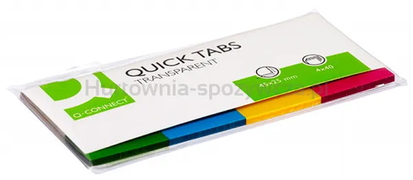 Q-Connect Zakładki indeksujące PP, 25x45mm, 4x40 kart., mix kolorów 