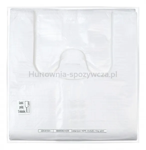Sarantis Reklamówka HDPE, średnia, 30/8/55 cm, 11 mikr., 200 szt., biała