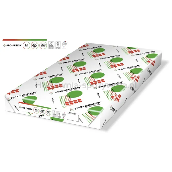 Papier ksero PRO-DESIGN FSC, satynowany, klasa A++, A3, 168CIE, 200gsm, 250 ark.