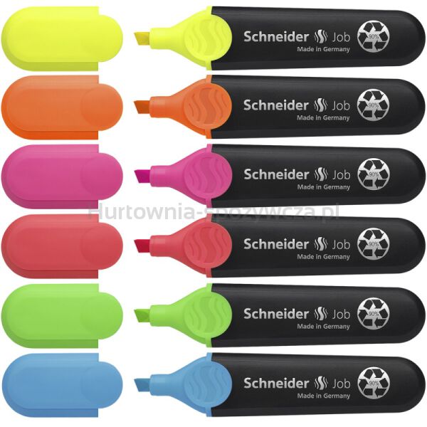 Schneider Zestaw zakreślaczy Job, 1-5 mm, 6 szt., pudełko z zawieszką, mix kolorów  - 3