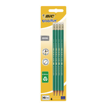 BIC Evolution Original 655 ołówek grafitowy z gumką blister 4 sztuki