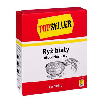 Topseller Ryż Biały Długoziarnisty 4X100 G