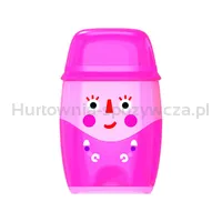 Temperówka plastikowa KEYROAD Hello, z gumką, podwójna, z pojemnikiem, blister, mix kolorów - 4