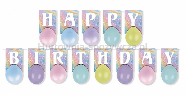 Girlanda PARTY GO Happy Birthday, 3m, mix kolorów
