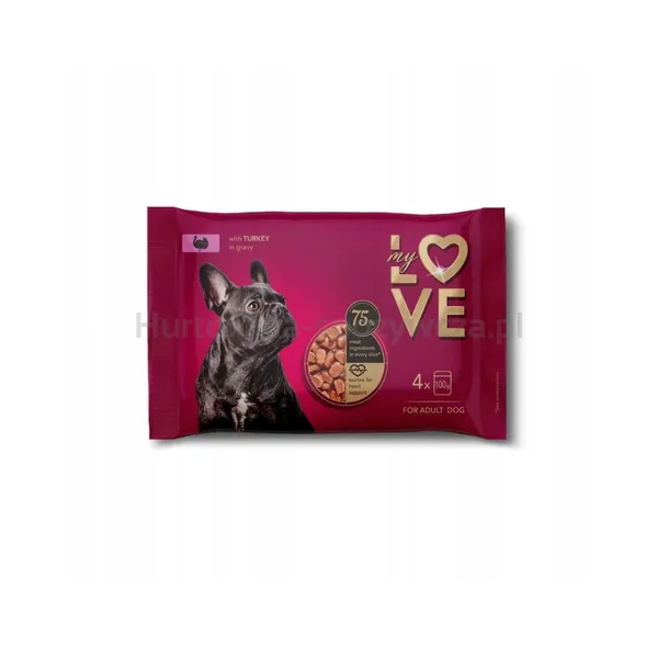 My Love Zestaw pełnoporcjowa karma w saszetkach dla dorosłych psów z indykiem 4 x 100g
