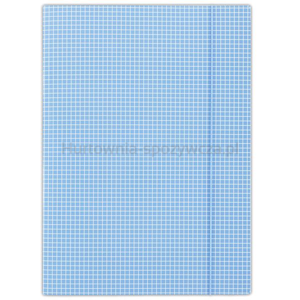 Donau Teczka z gumką karton, A4, 400gsm, 3-skrz., niebieska w kratę 
