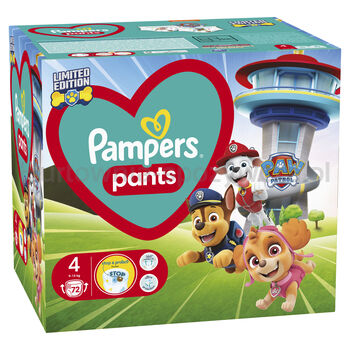 Pampers Pieluchomajtki Pants Limited Edition Paw Patrol Rozmiar 4, 9-15 Kg 72 Szt.