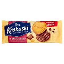 Krakuski Herbatniki Serduszka w czekoladzie mlecznej 171g