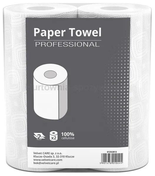 Ręcznik W Roli Celulozowy Velvet, Professional, 2-Warstwowy, 50 Listków, 2 Szt., Biały