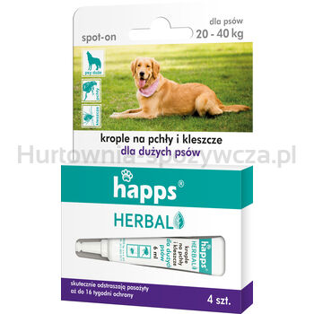 Happs Herbal Krople Na Pchły I Kleszcze Dla Dużych Psów 20-40Kg (4 Szt.)