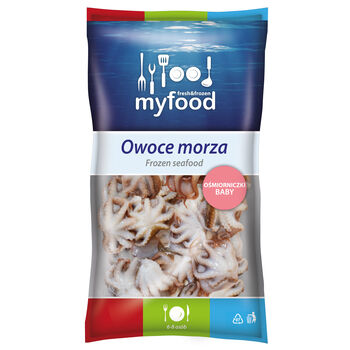 Myfood Ośmiorniczki Baby Całe, Surowe, Rozmiar: 40-80 Szt./Kg, Glazura: 20%, 800 G/1000 G