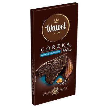 Wawel Czekolada Premium Gorzka 64% cocoa Karmel & Sól morska 90g