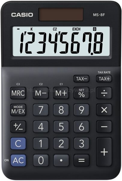 Casio Kalkulator biurowy MS-8F, 8-cyfrowy, 103x147x28,8mm, czarny 