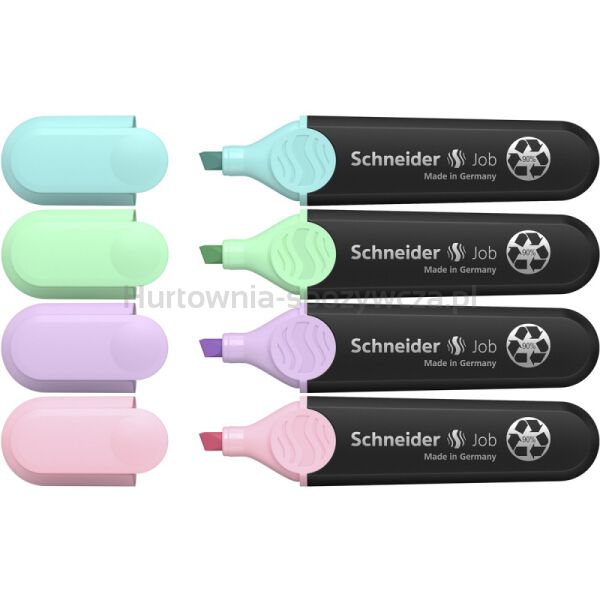 Schneider Zestaw zakreślaczy Job Pastel, 1-5 mm, 4 szt., pudełko z zawieszką, mix kolorów  - 2