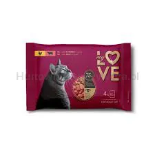 My Love Zestaw pełnoporcjowa karma w saszetkach dla dorosłych kotów z kurczakiem i wołowiną 4 x 85 g