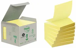 Ekologiczne Post-It Karteczki Samoprzylepnez-Notes (R330-1B), 76X76Mm, 6 Bl. X 100 Kart., Żółte 