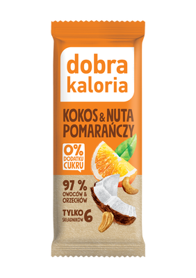 Baton Daktylowy Kokos & Nuta Pomarańczy Bez Dodatku Cukrów 35 G - Dobra Kaloria [BIO]